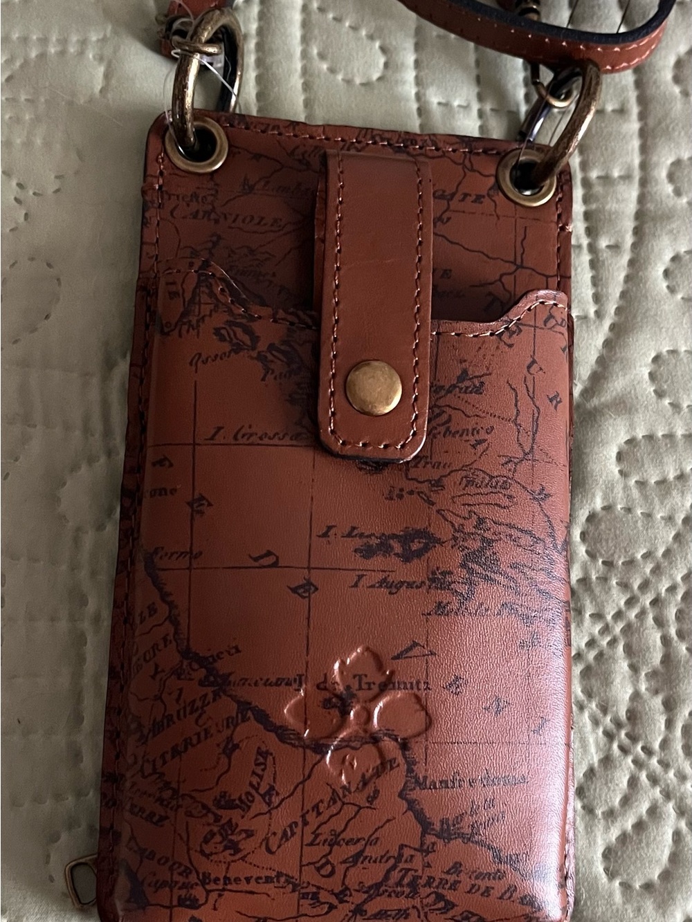 Patricia Nash Leather Crossbody Phone Pouch - Brown